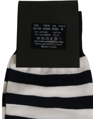 Black White Stripes Cotton Mid Calf Accessory Socks