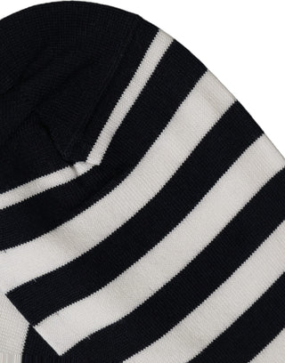 Black White Stripes Cotton Mid Calf Accessory Socks
