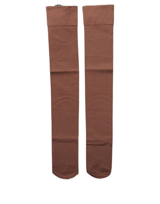 Brown Nylon Stretch Over The Calf Stockings Socks