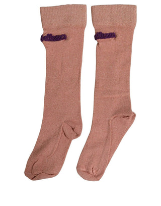 Dusty Pink Embroidered Mid Calf Accessory Socks