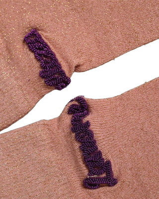 Dusty Pink Embroidered Mid Calf Accessory Socks