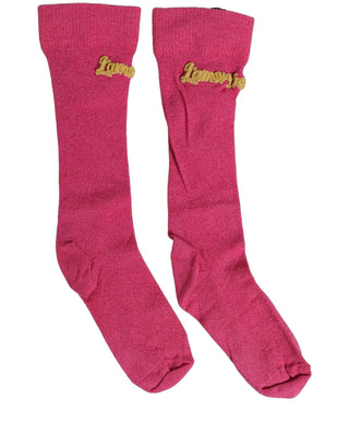 Pink Embroidered Cotton Mid Calf Accessory Socks