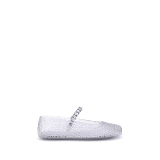 White Polyurethane Ballet Flats