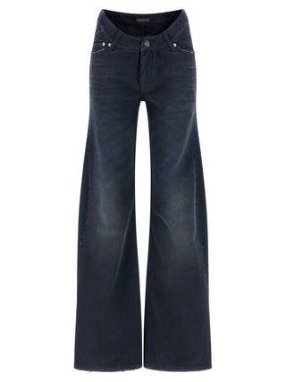 Blue Cotton Flared Jeans