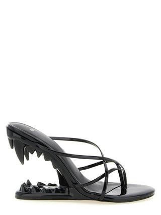 Black Polyethylene Stiletto Heel Sandals