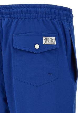 Blue Polyester Swim Shorts