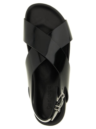 Black Calfskin Flat Sandals