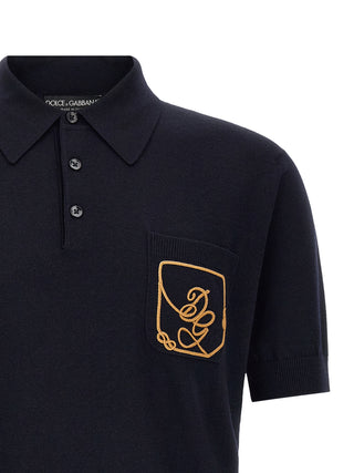 Blue Virgin Wool Polo Shirt