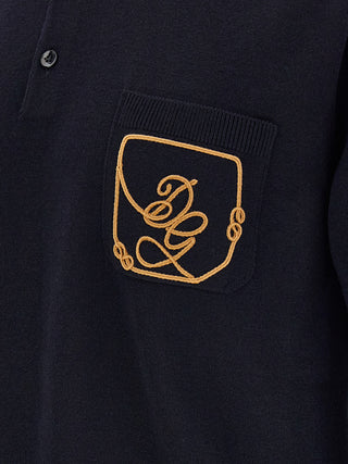Blue Virgin Wool Polo Shirt