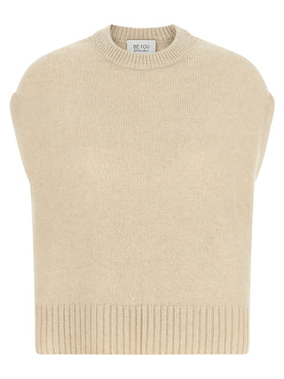 Beige Cashmere Sleeveless Jacket