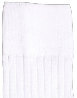 White Cotton Ribbed Logo Over The Calf Women Socks