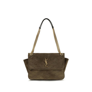 Bicolor Suede Leather Shoulder Bag
