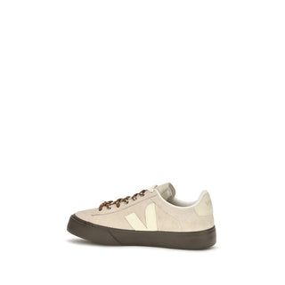 Beige Suede Leather Low Top Sneakers