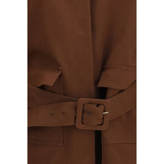Brown Cotton Full-Length Jacket