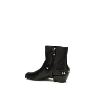 Black Calf Leather Bos Taurus Ankle Boots