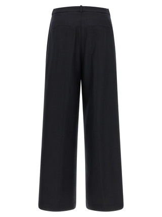Blue Virgin Wool Casual Pants