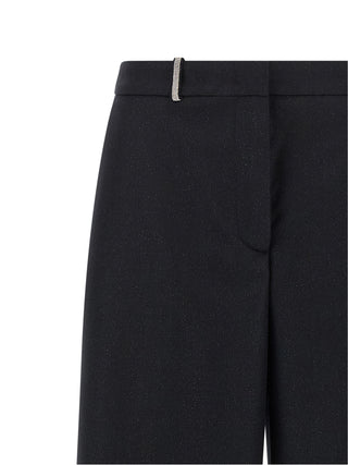 Blue Virgin Wool Casual Pants