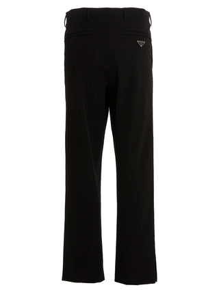Black Polyester Casual Pants