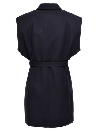 Blue Virgin Wool Sleeveless Jacket