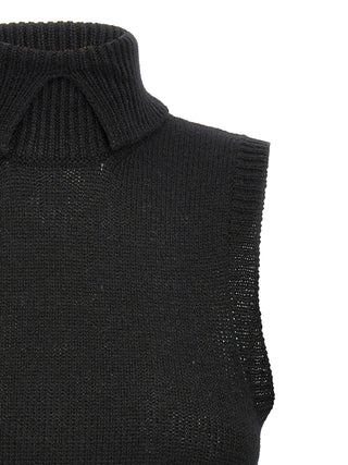 Black Cashmere Sleeveless Jacket