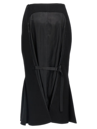Black Virgin Wool Midi Skirt