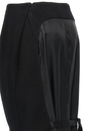 Black Virgin Wool Midi Skirt