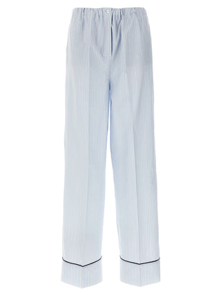 Blue Cotton Casual Pants