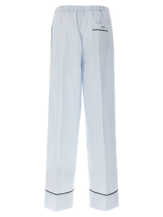 Blue Cotton Casual Pants