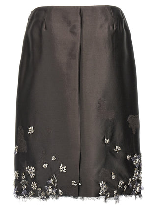 Gray Silk Midi Skirt