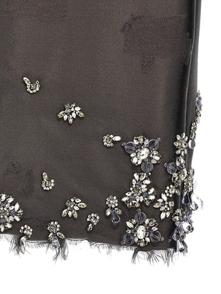 Gray Silk Midi Skirt