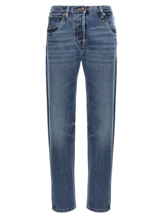 Blue Cotton Straight-Leg Jeans