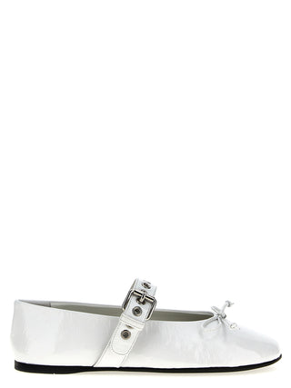 White Calfskin Ballet Flats