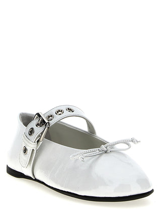 White Calfskin Ballet Flats