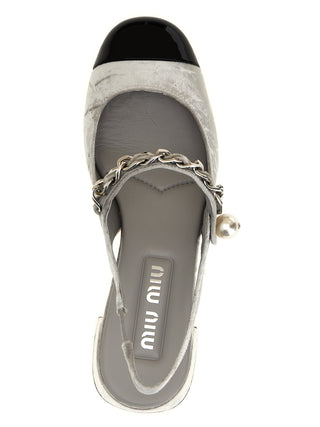 Silver Calfskin Mid Heel Pumps