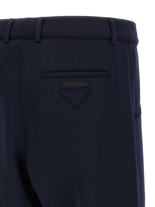 Blue Polyester Casual Pants