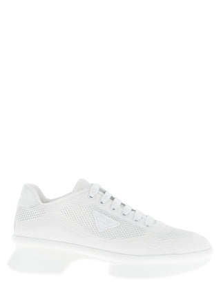White Polyester Athletic Sneakers