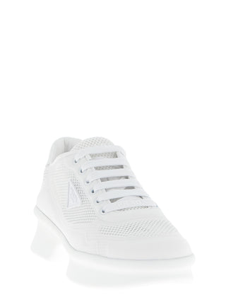 White Polyester Athletic Sneakers
