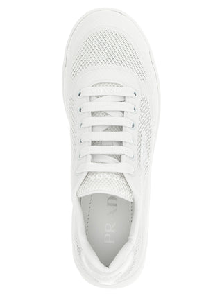 White Polyester Athletic Sneakers
