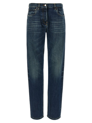 Blue Cotton Straight-Leg Jeans