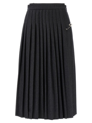 Gray Virgin Wool Midi Skirt