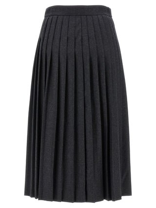 Gray Virgin Wool Midi Skirt