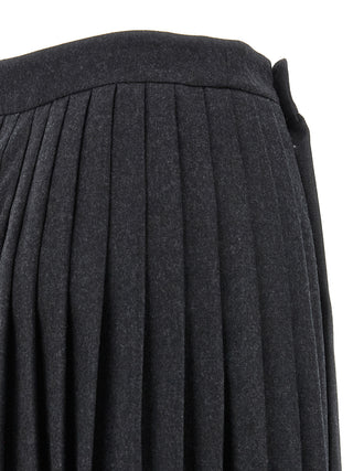 Gray Virgin Wool Midi Skirt
