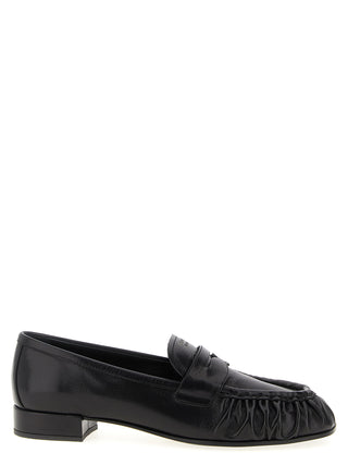 Black Buffalo Leather Slip-On Loafers