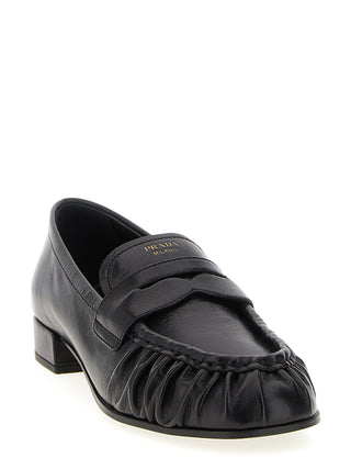 Black Buffalo Leather Slip-On Loafers