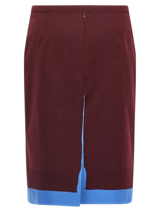 Bordeaux Virgin Wool Midi Skirt