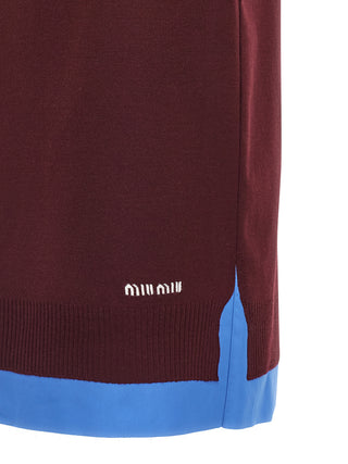 Bordeaux Virgin Wool Midi Skirt