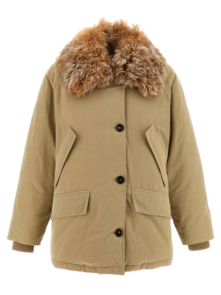 Beige Cotton Full-Length Jacket