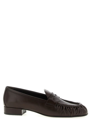 Brown Buffalo Leather Slip-On Loafers