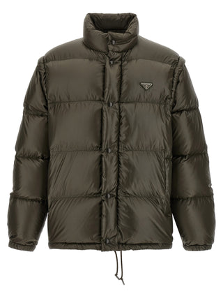 Gray Recycled Polyamide Full-Length Jacket