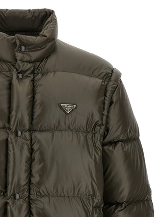 Gray Recycled Polyamide Full-Length Jacket